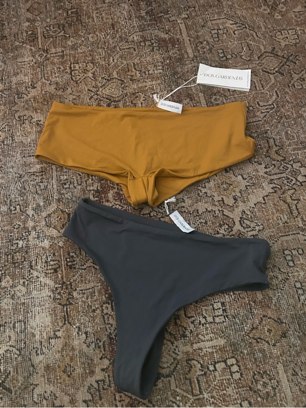 NWT Dos Gardenias  Bikini Bottoms Bundle - Mustard & Charcoal